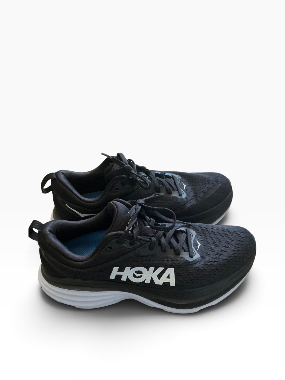 Hoka one Bondi 8 women’s running shoes size 9 black and white